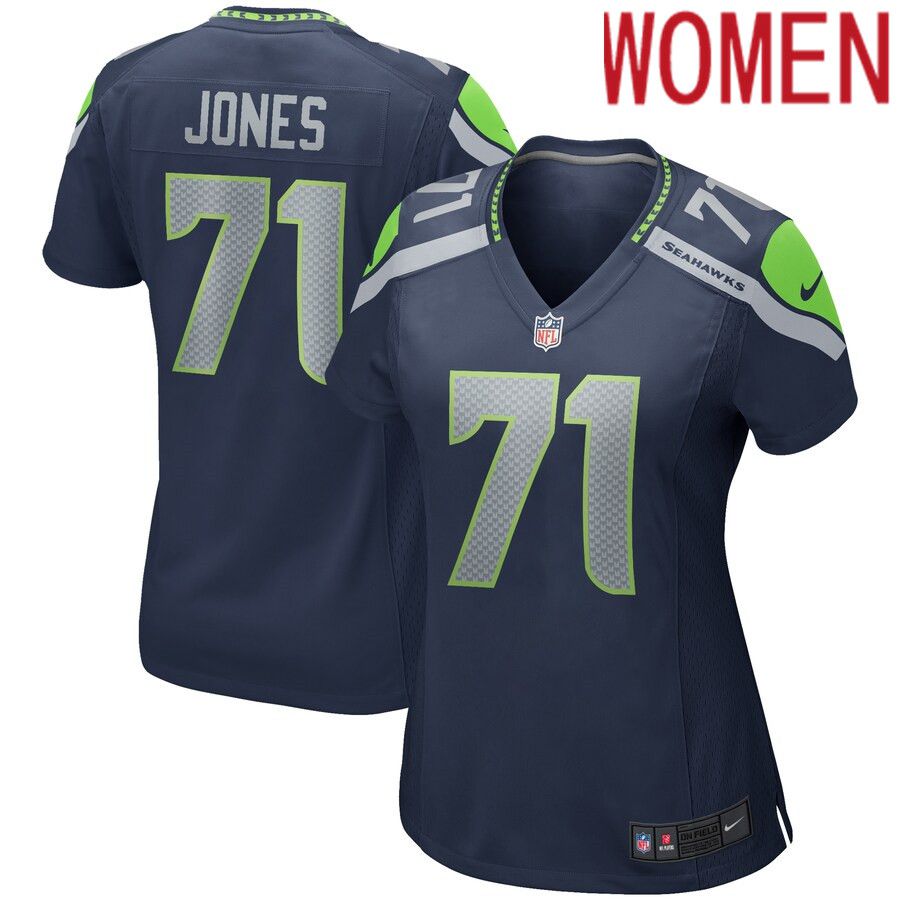 Women Seattle Seahawks #71 Walter Jones Nike College Navy Game Retired Player NFL Jersey